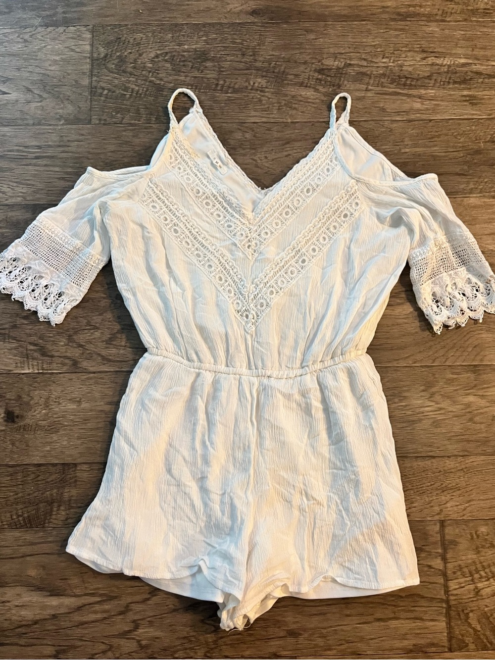 White Crotchet Detailed Romper